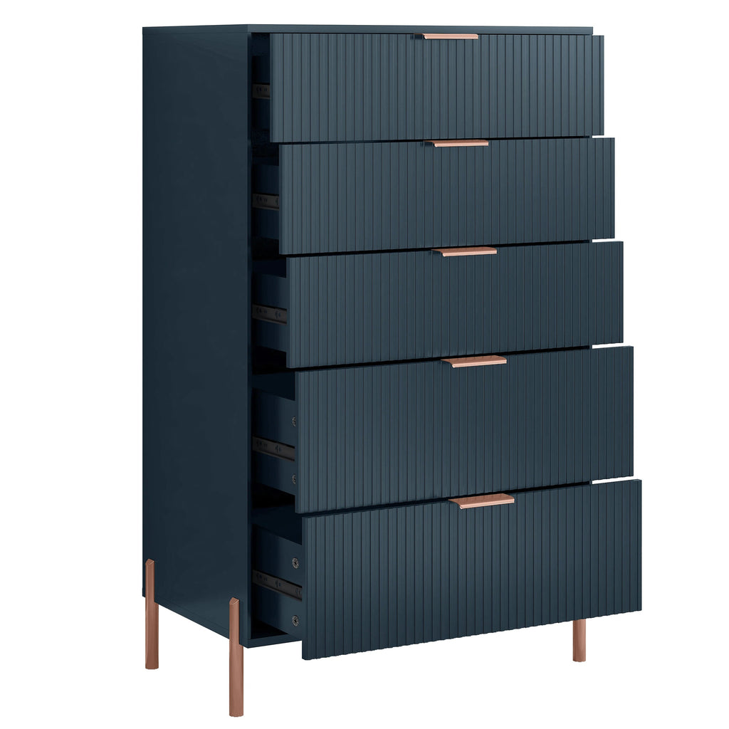 FCH23153 30" Bedroom Chest with 5 Drawers-Navy