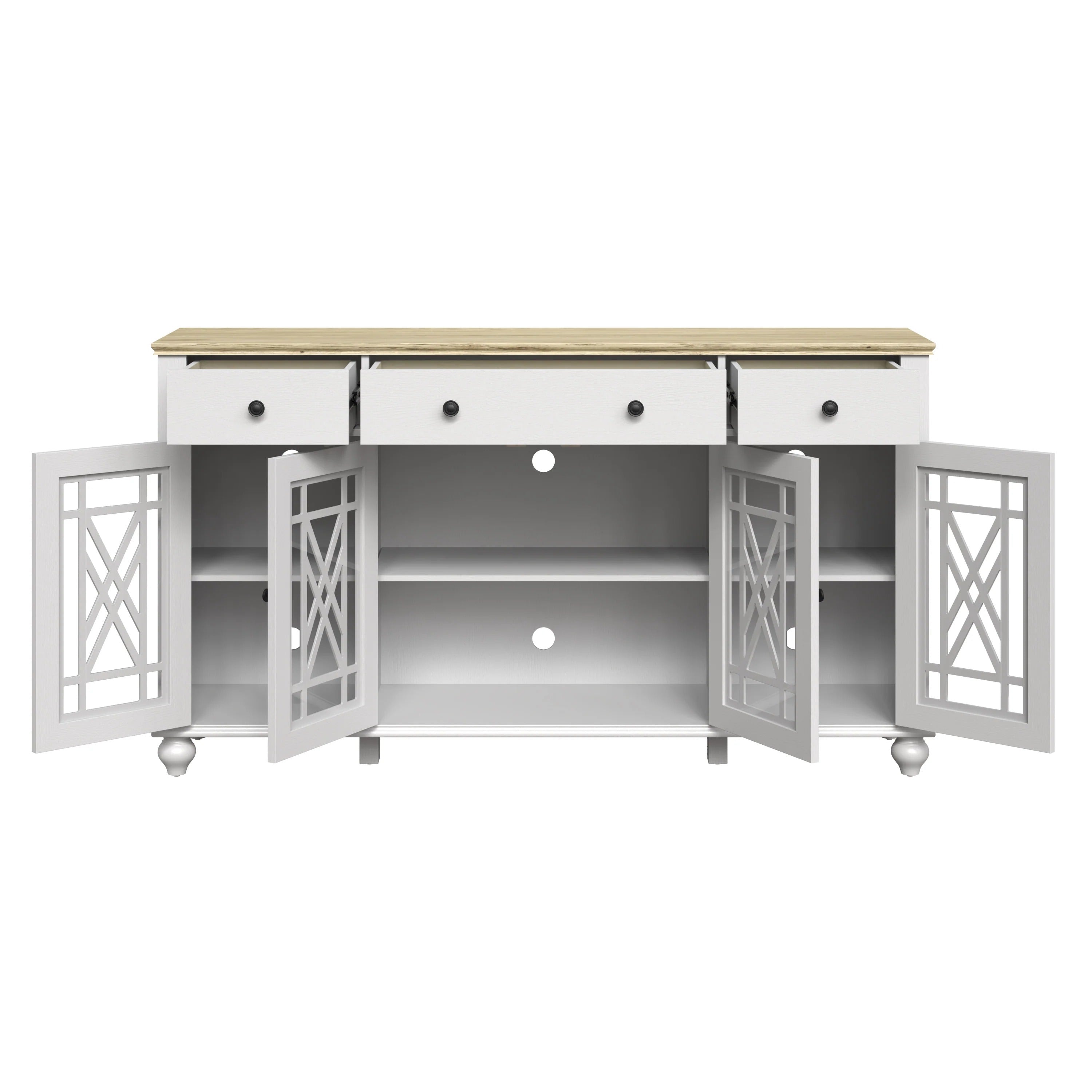 FCB24542 63" Buffet Sideboard Cabinet-Grayish White