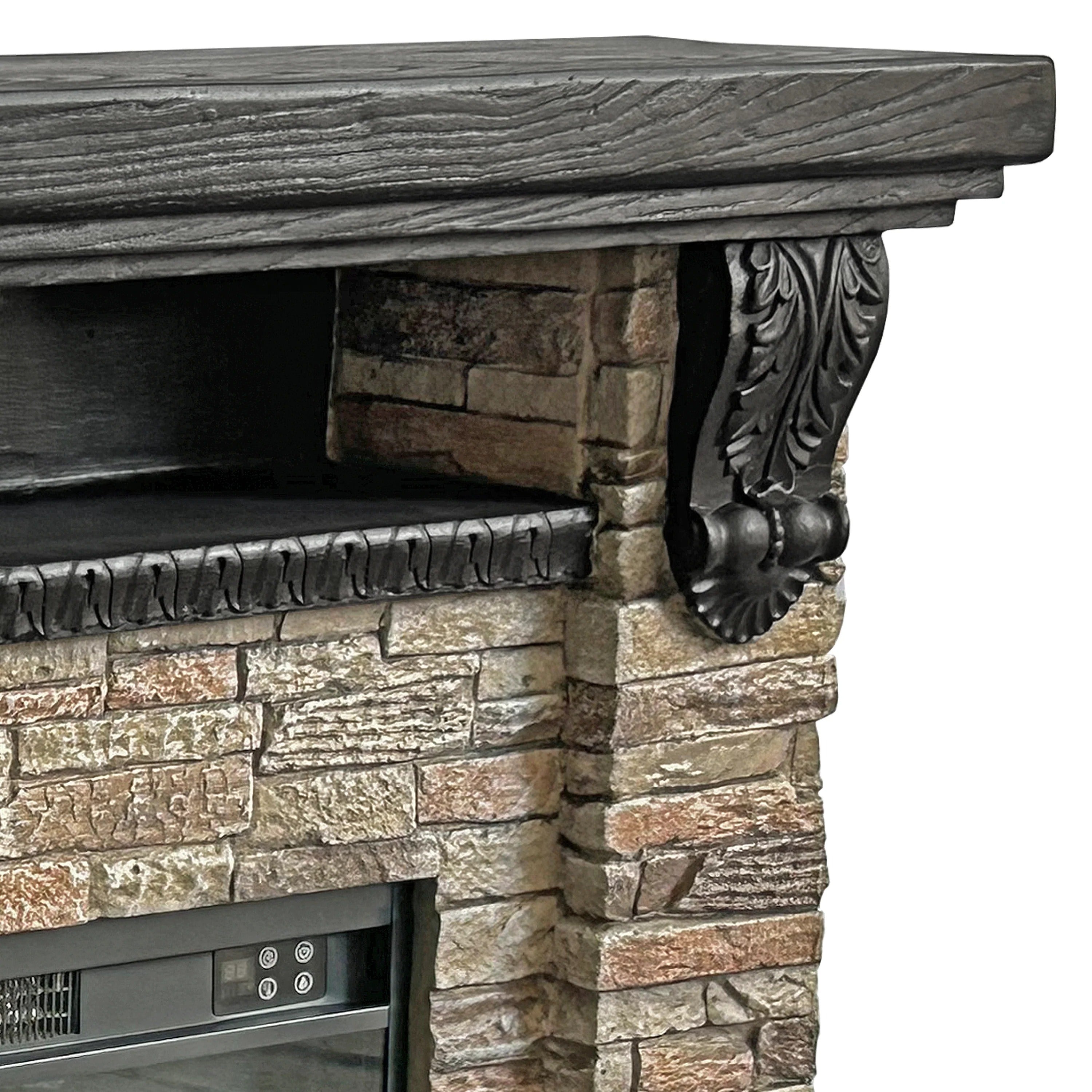 FFP25041 45" Electric Fireplace MGO Mantel with Faux Brick-Brown