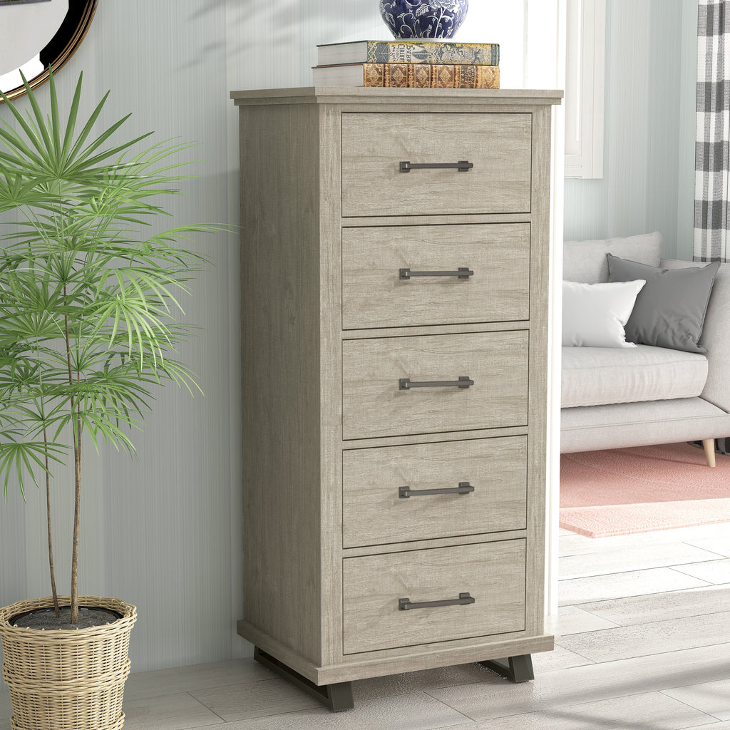 FCH22245 24" Bedroom Chest with 5 Drawers-Beige