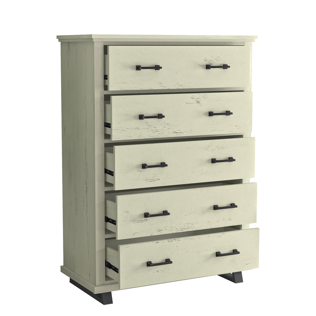 FCH22242 38" Bedroom Chest with 5 Drawers-White