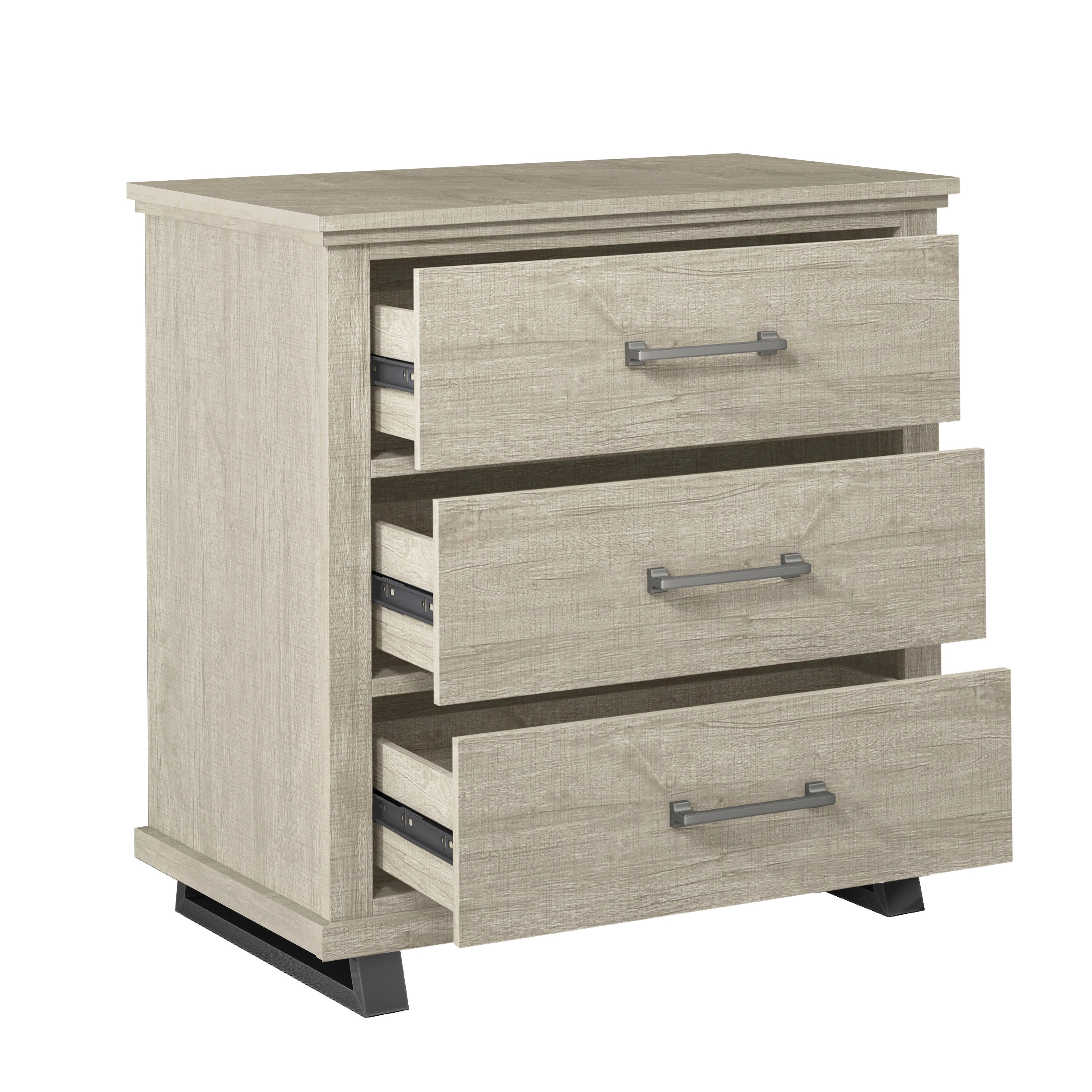 FNS22231 32" Bedroom Nightstands with 3 Drawers-Beige