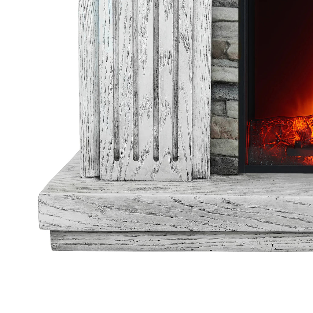 FFP22196 48" Electric Fireplace Mantel with Faux Brick-White