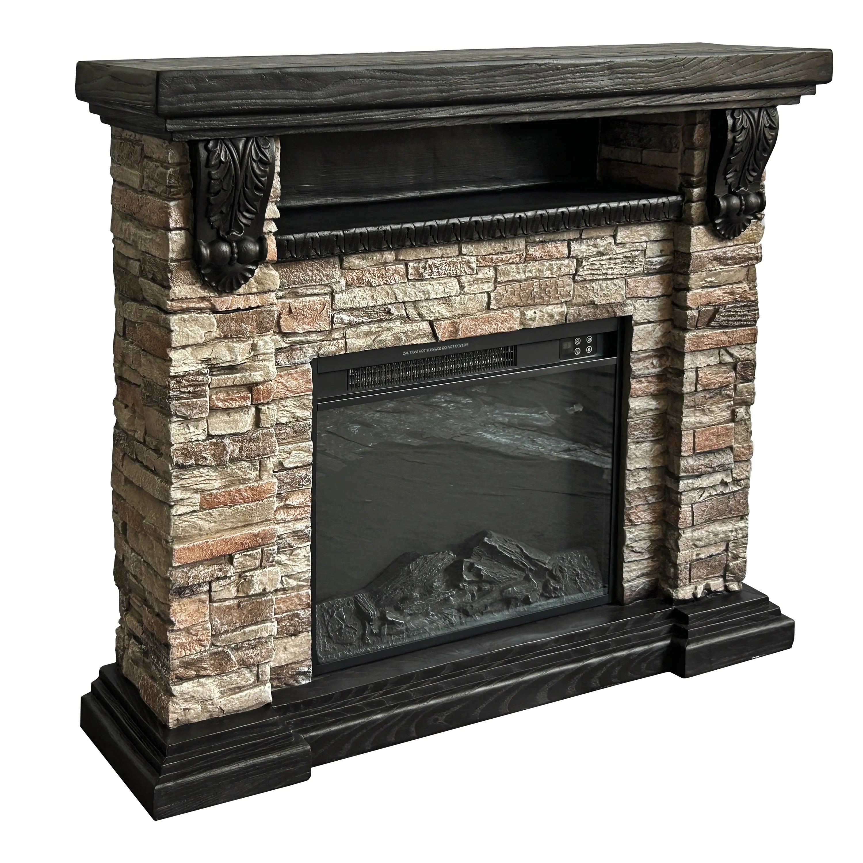FFP25041 45" Electric Fireplace MGO Mantel with Faux Brick-Brown