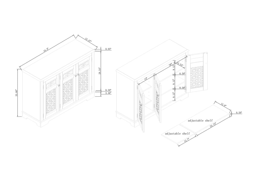 FCB24136 44.5" Buffet Sideboard Cabinet-Green