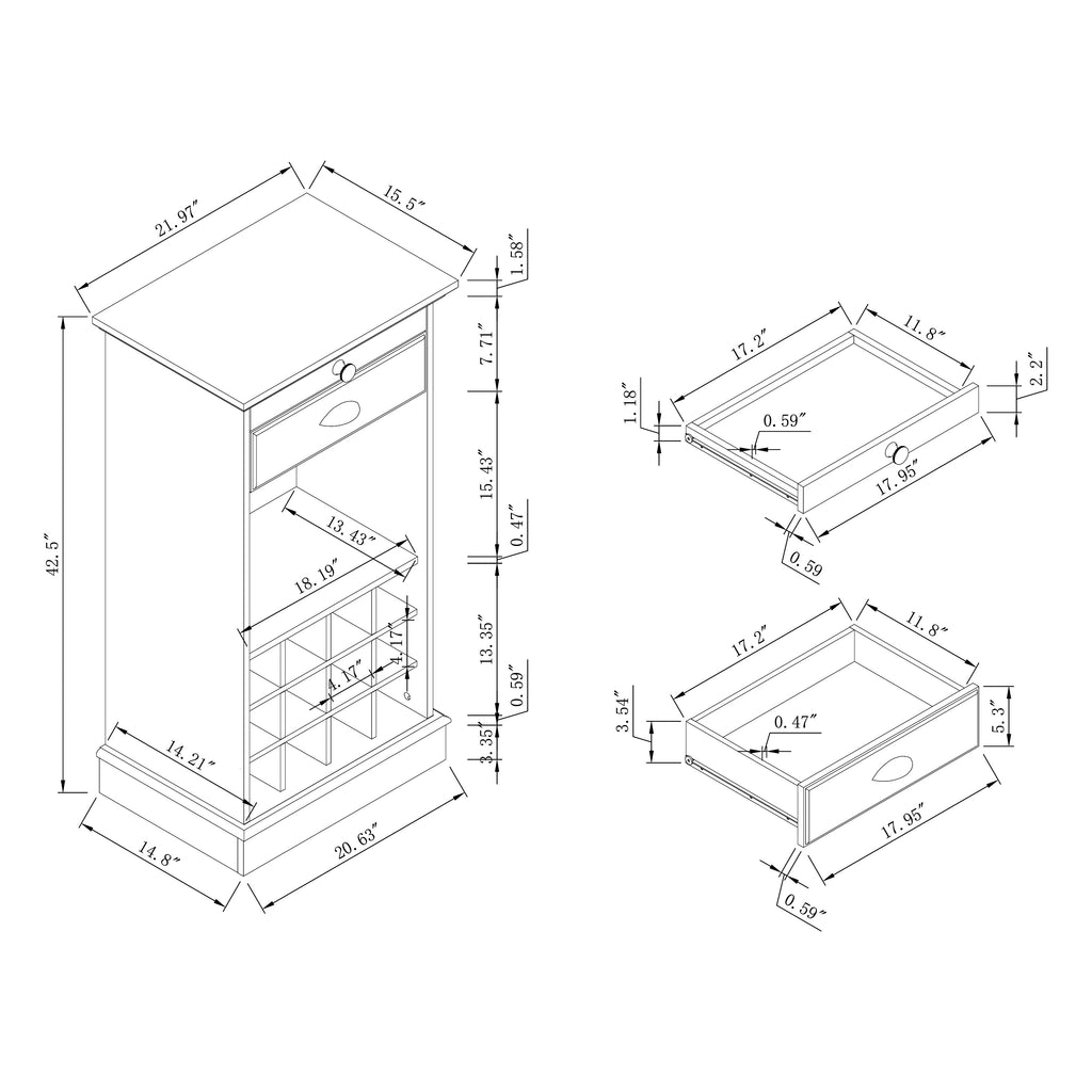 FWC23423 22" Wine Cabinet-Offwhite
