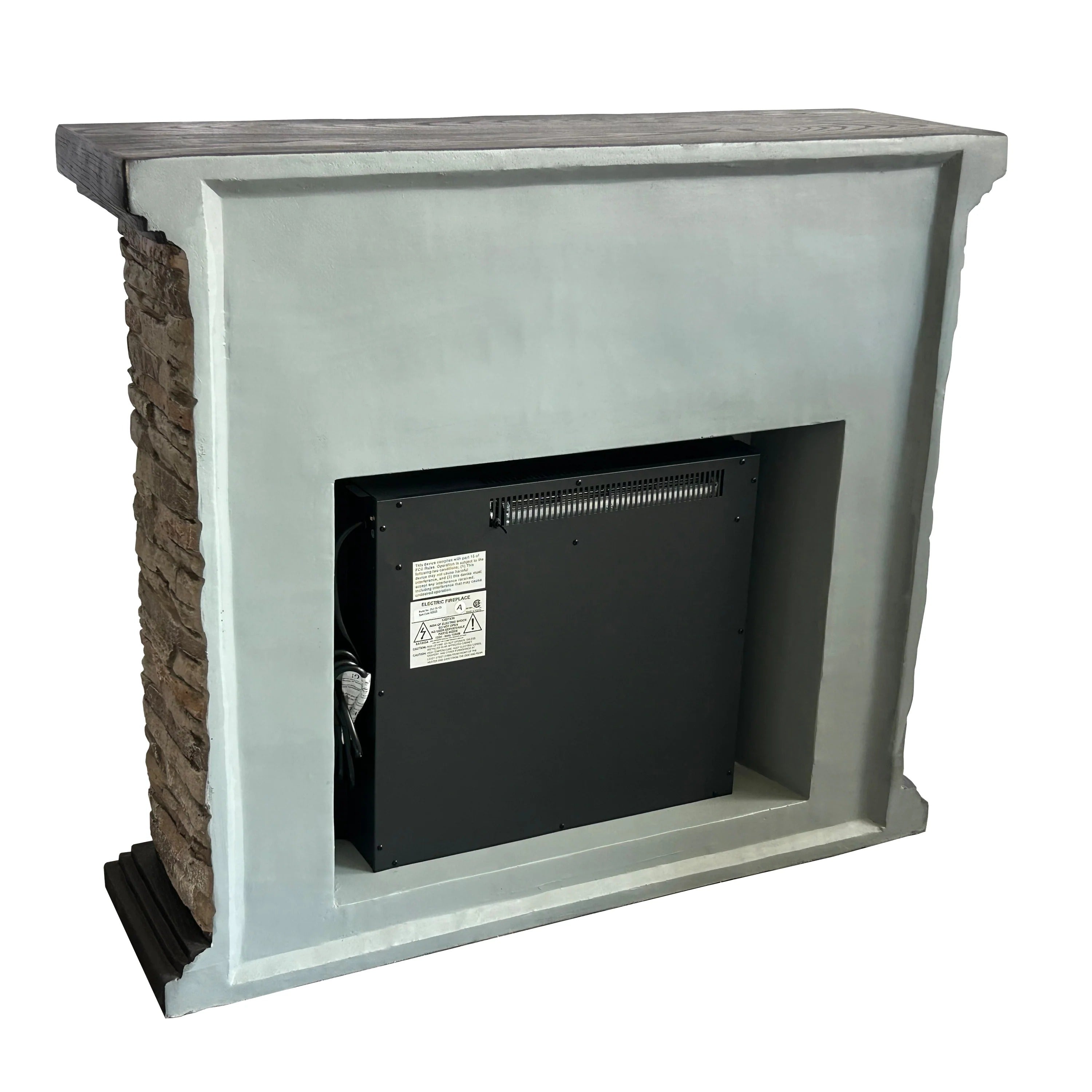 FFP25041 45" Electric Fireplace MGO Mantel with Faux Brick-Brown