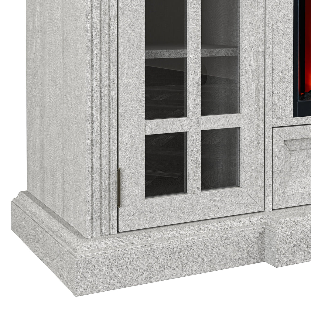FTS24276 73" TV Stand with 36" Electric Fireplace-OffWhite