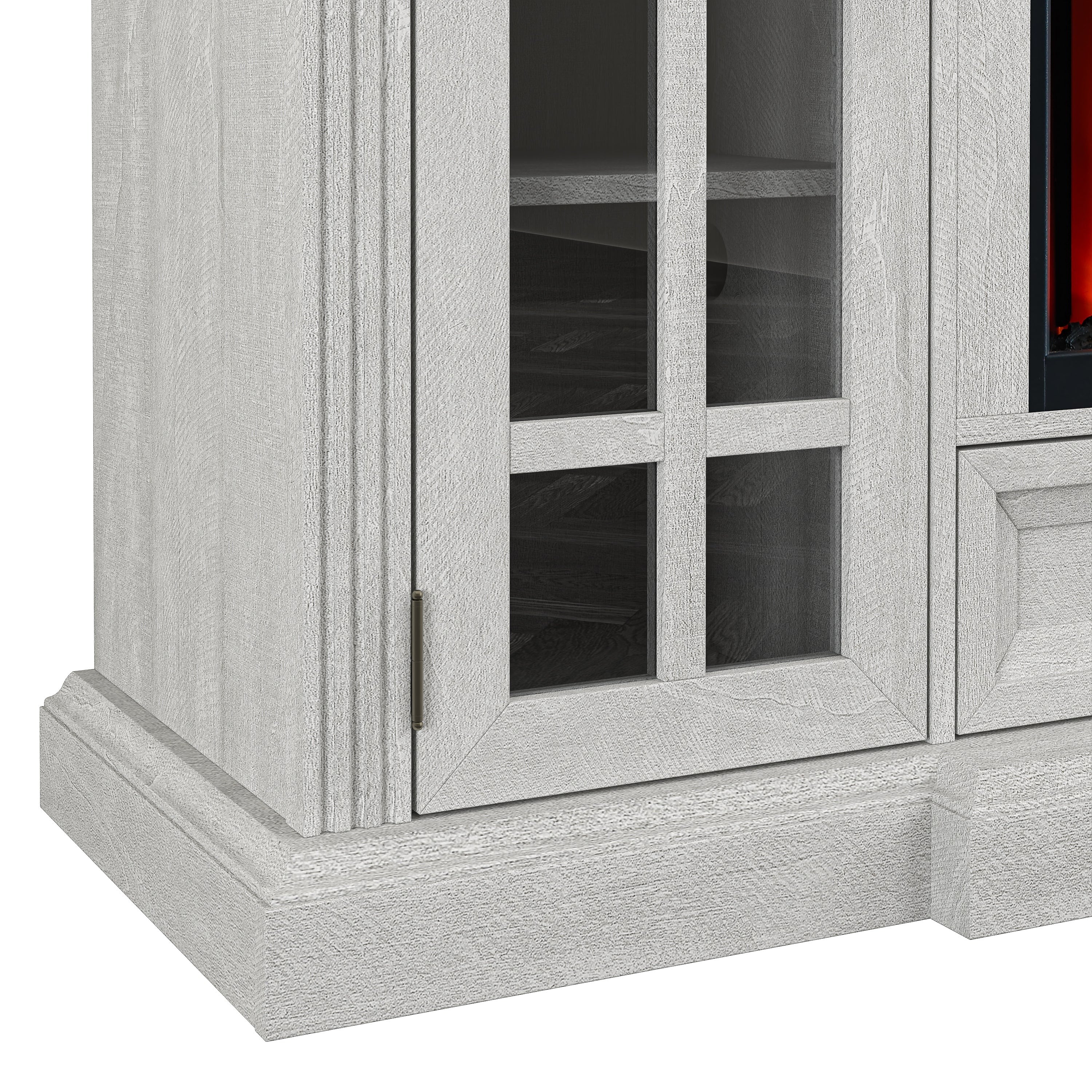 FTS24276 73" TV Stand with 36" Electric Fireplace-OffWhite