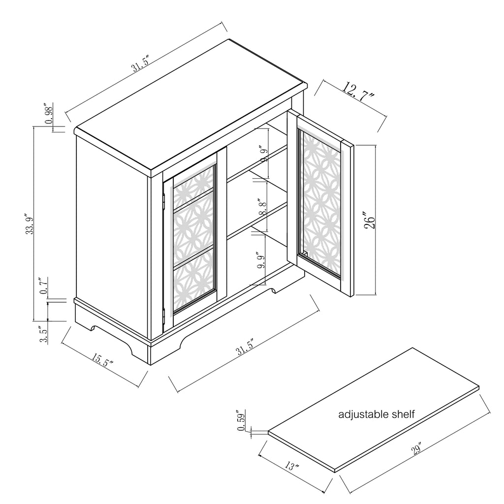 FCB22133 31" Buffet Sideboard Cabinet-Burgundy