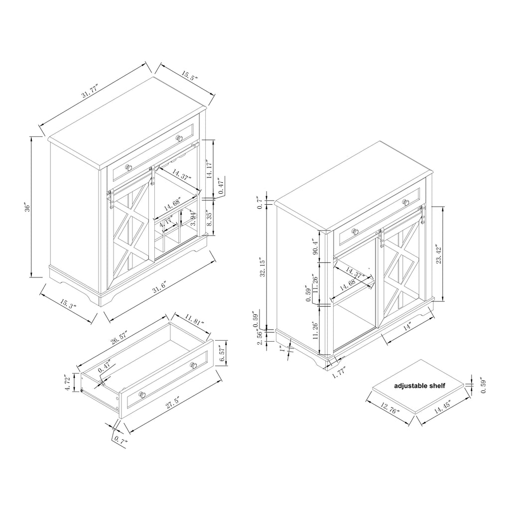 FWC23426 32" Wine Cabinet-Light Moss Green
