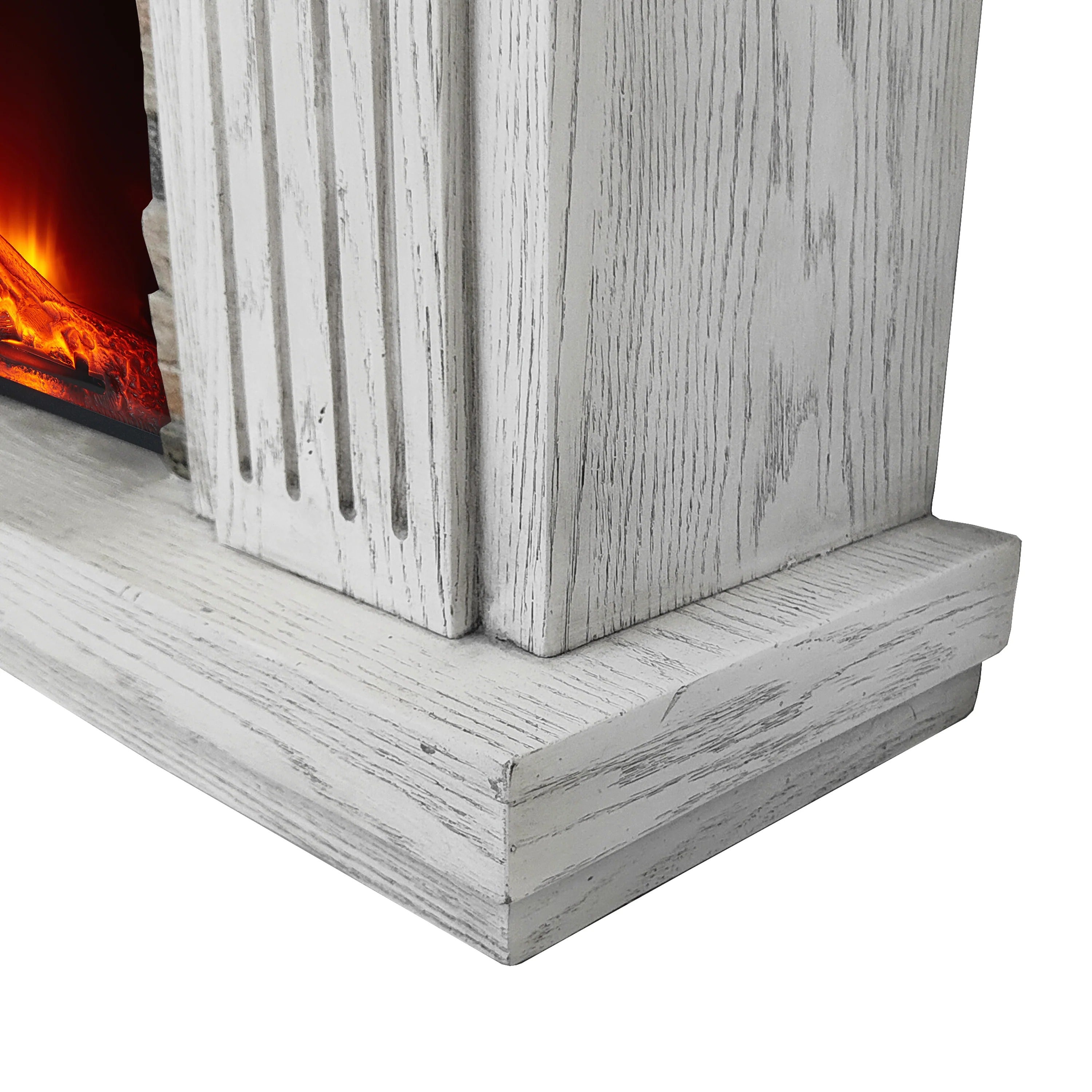 FFP22196 48" Electric Fireplace Mantel with Faux Brick-White