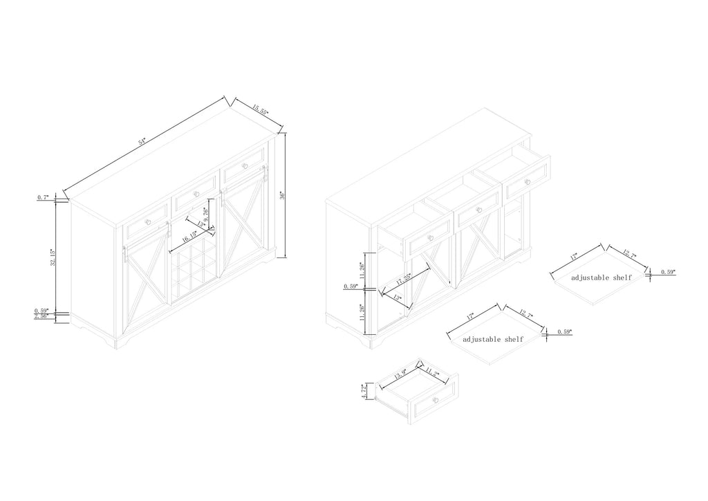 FWC23511 54" Wine Cabinet-Blue