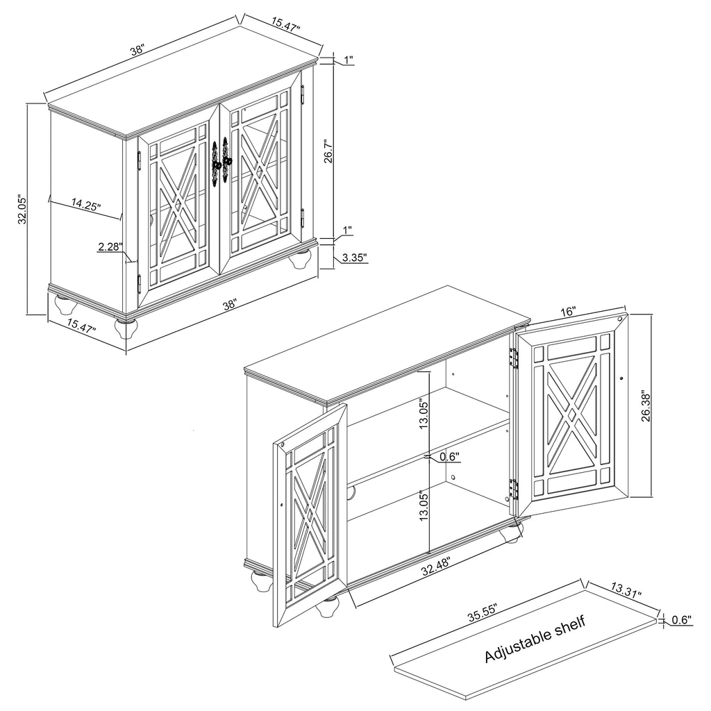 FCB22423 38" Buffet Sideboard Cabinet-Blue
