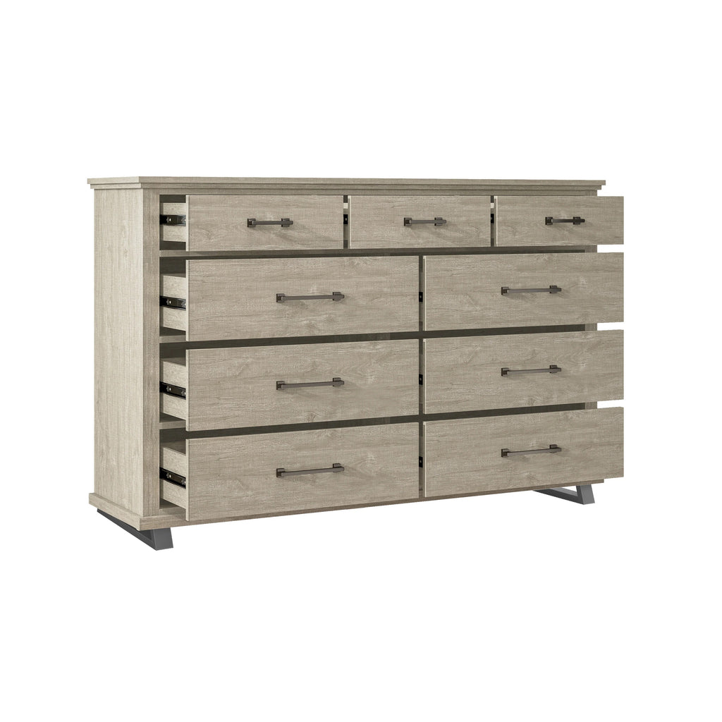 FDR22221 64" Bedroom Dresser with 9 Drawers-Beige