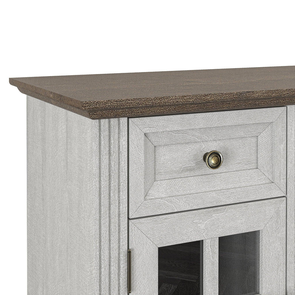 FTS24276 73" TV Stand with 36" Electric Fireplace-OffWhite