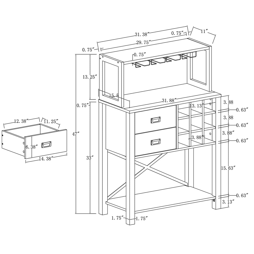 FWC21170 32" Wine Cabinet-Blue