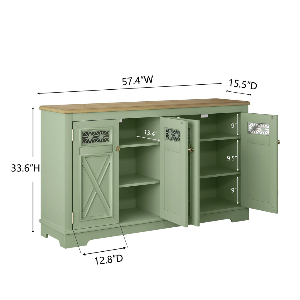 FCB24140 57.4" Buffet Sideboard Cabinet-Green