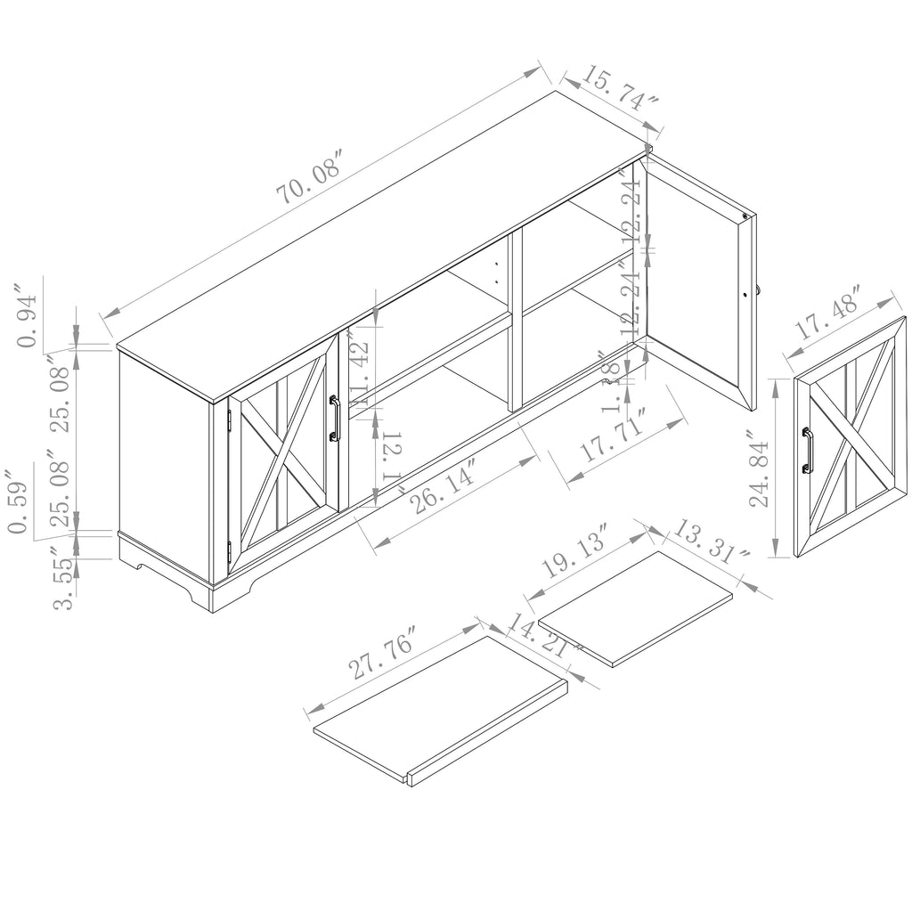 FTS22340 70" TV Stand-White