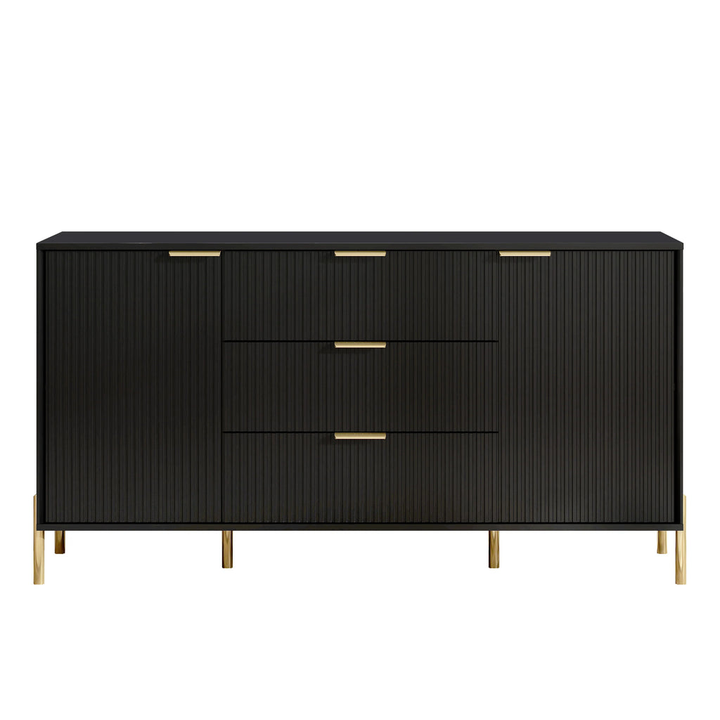 FDR23141 58" Bedroom Dresser with 3 Drawers-Black