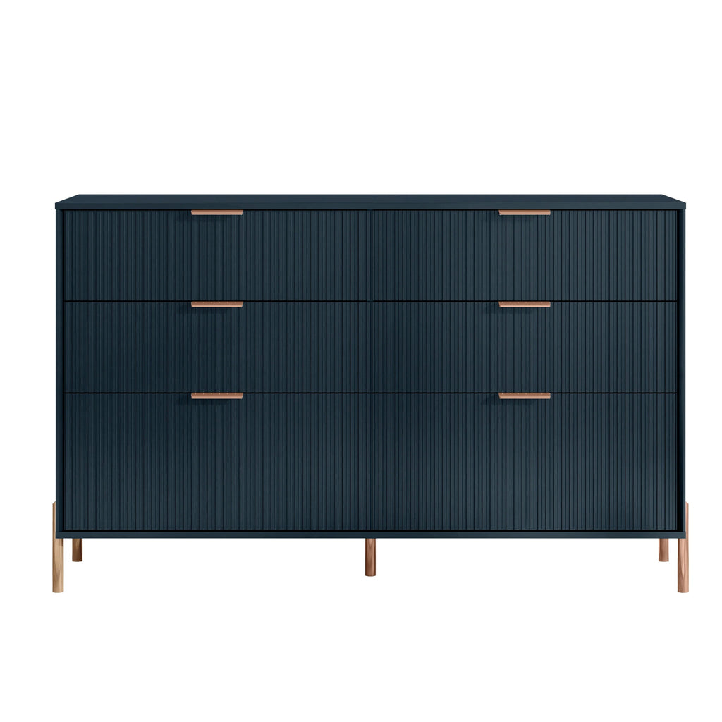 FDR23147 56" Bedroom Dresser with 6 Drawers-Navy