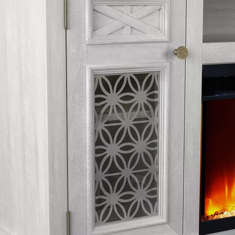 FTS24272 70" TV Stand with 36" Electric Fireplace-OffWhite