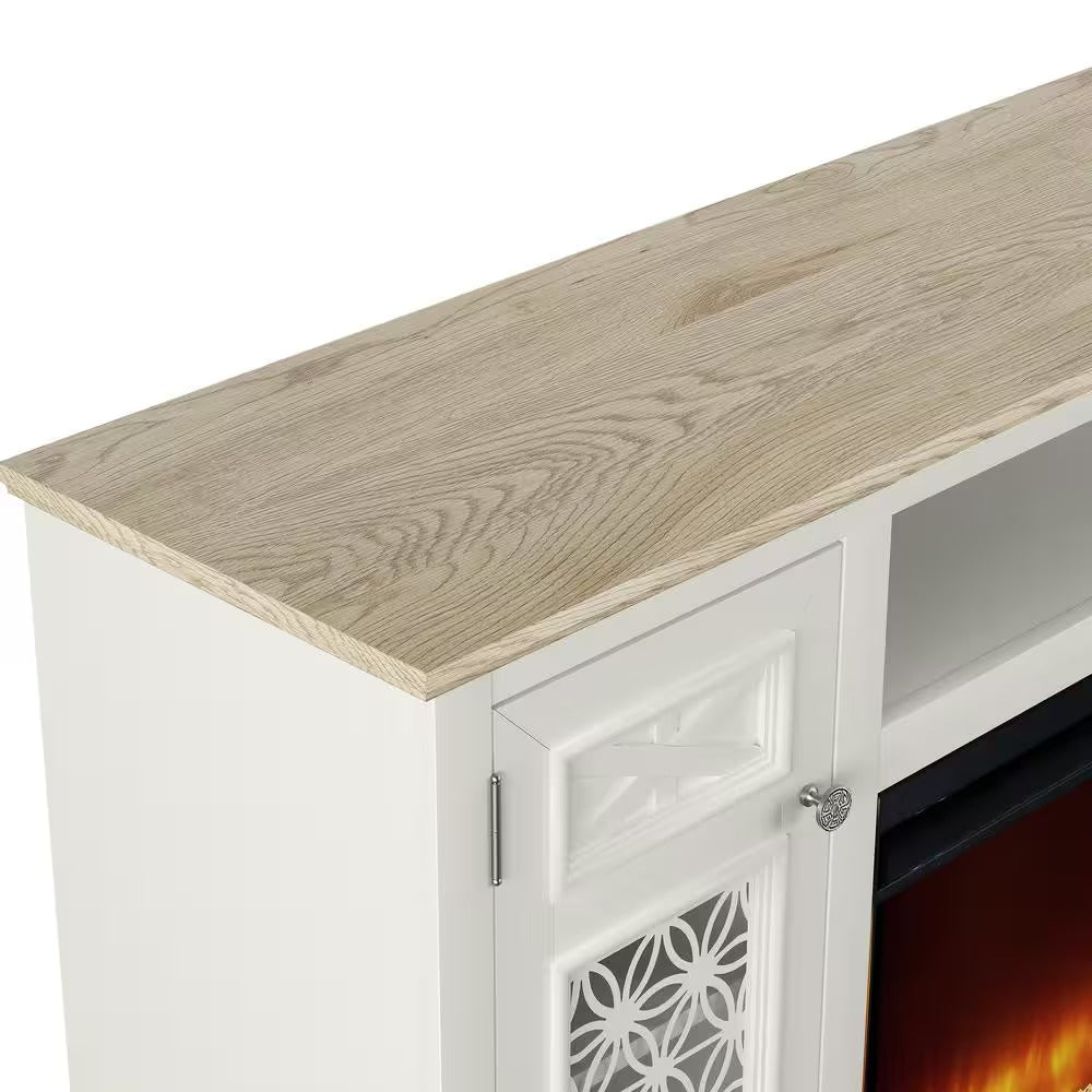 FTS24273 70" TV Stand with 36" Electric Fireplace-White